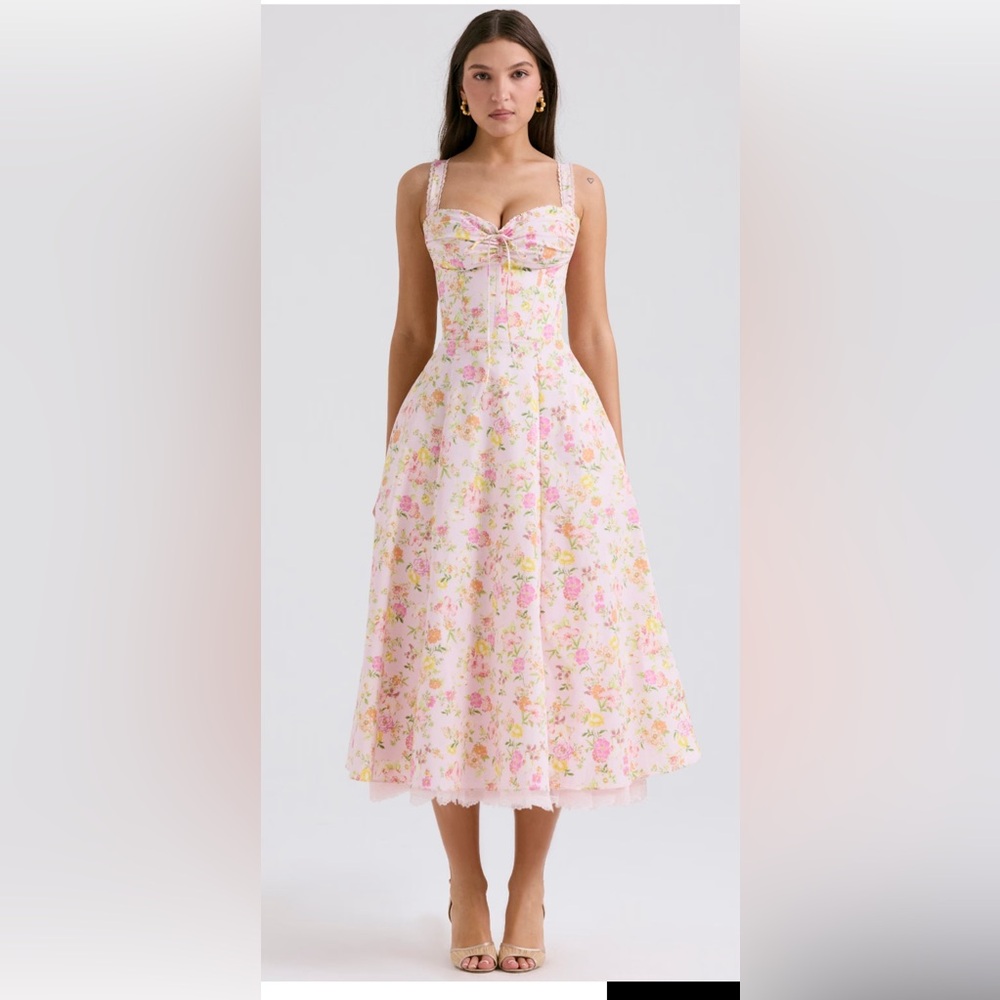 House of CB “Rosalee” corset dress in Pink Meadow Print
